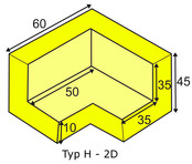 Hoekbescherming PU schuim schwarz type H - 2D
