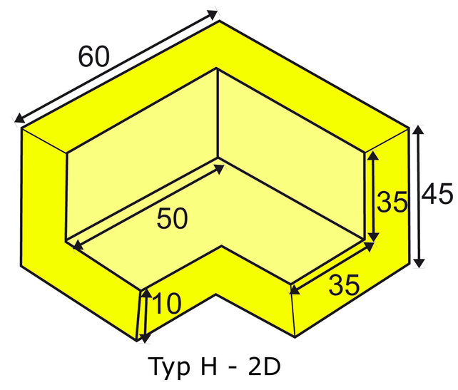 Hoekbescherming PU schuim schwarz type H - 2D