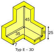 Hoekbescherming PU schuim schwarz type E - 3D