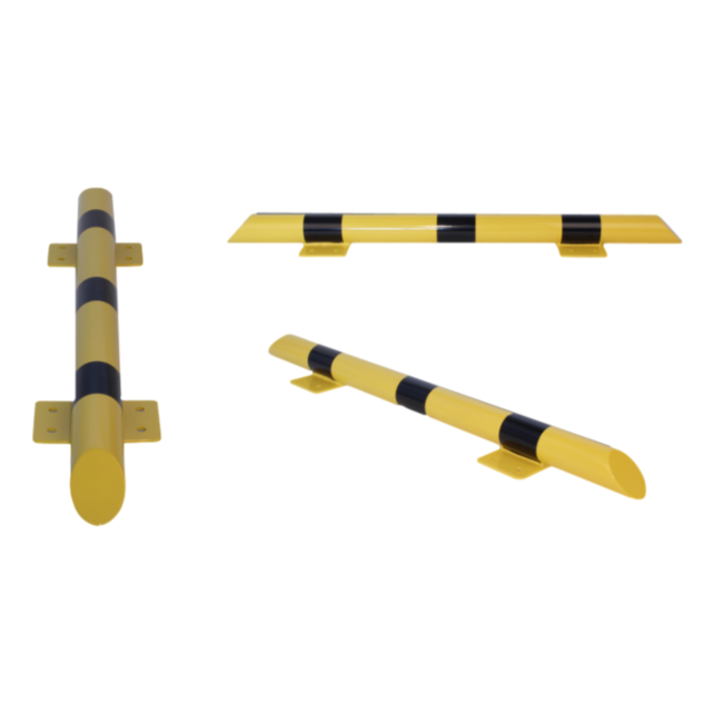 Collision protection crossbar galvanized and powder coated in yellow-black 1200mm
