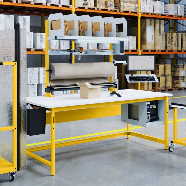 Table d’Emballage pour Entrepôt – Établi Robuste et Fonctionnel pour Usage Professionnel Table d’Emballage pour Entrepôt – Établi Robuste et Fonctionnel pour Usage Professionnel