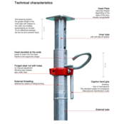 Étais extensible de 1.98 a  3.50 mètres Typ E 30KN Heavy-Duty DIN EN 1065