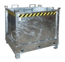 Chip Container Galvanized 1500L with Lifting Eyes Hinged FB-model Bottom Tipper Container for Forklift and Crane