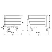 Kantelbak 2000L Kiepbak LT-model voor heftruck