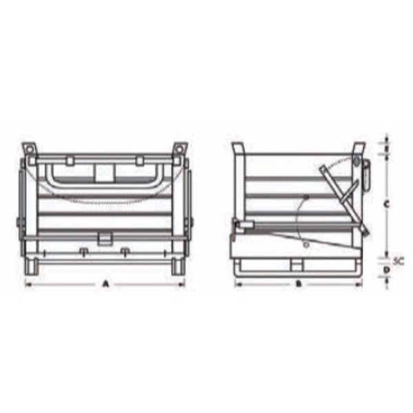 SalesBridges Chip Container 750L with Lifting Eyes Hinged Bottom Tipper  Container for Forklift and Crane