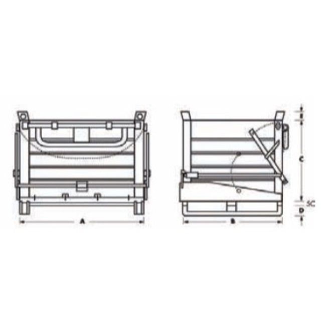 Onderlosser 780L met Hijsogen Bodemklep Container SL-model Voor Heftruck en Kraan Onderlosser 780L met Hijsogen Bodemklep Container SL-model Voor Heftruck en Kraan