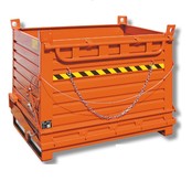 Drop bottom Container 1300L with Lifting Eyes Hinged SL-model Forklift and Crane