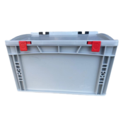 Bac de rangement 40x30x33,5 cm avec couvercle en plastique Euro conteneur poignées fermé