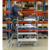 Kommissionier-Etagenwagen mit Gitterwänden 1395 × 470 × 1590 mm, 4 Regalböden, Tragkraft 250 kg