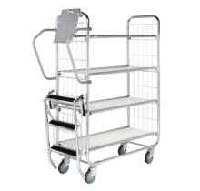 Chariot pour préparation de commandes pour magasin e-commerce 4 étagères zincé 1790 x 650 x 1695mm