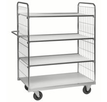 Chariot pour préparation de commandes pour magasin e-commerce 4 étagères zincé 1390x650x1695mm