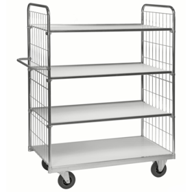 Kommissionier-Etagenwagen 1390 × 650 × 1695 mm, 4 Regalböden