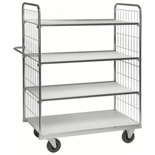 Kommissionier-Etagenwagen 1390 × 650 × 1695 mm, 4 Regalböden