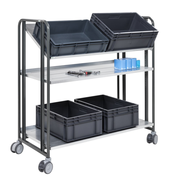 Kommissionier-Etagenwagen 1277 × 638 × 1300 mm, Tragkraft 250 kg