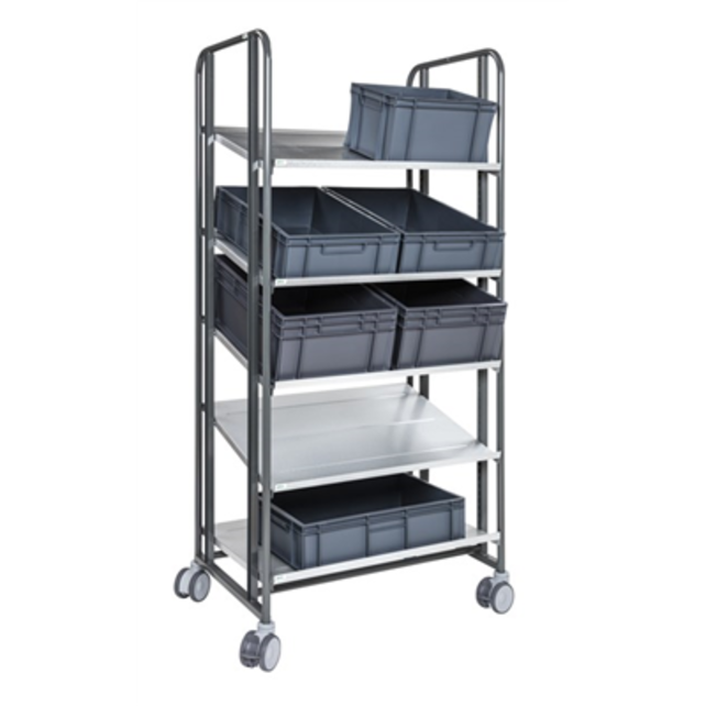 Kommissionierwagen mit Regalböden 877 × 638 × 1850 mm, Tragkraft 250 kg