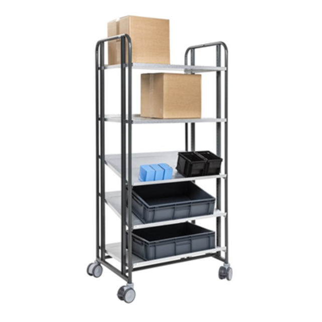 Kommissionierwagen mit Regalböden 877 × 638 × 1850 mm, Tragkraft 250 kg