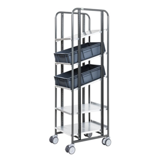 Kommissionierwagen 477 × 638 × 1850 mm, 5 Regalböden, 250 kg