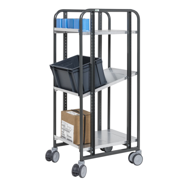 Kommissionierwagen mit Regalböden 477 × 638 × 1300 mm, Tragkraft 250 kg