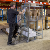 Chariot pour préparation de commandes pour magasin e-commerce 2 étagères zincé 1300x625x1710mm