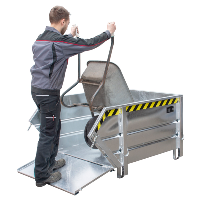 Baucontainer mit herunterklappbarer Flügeltür, verzinkt, 1000 l, 1500 kg, für Kran