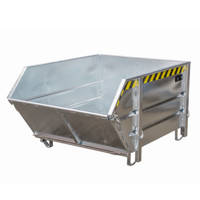 Baucontainer mit herunterklappbarer Flügeltür, verzinkt, 1000 l, 1500 kg, für Kran