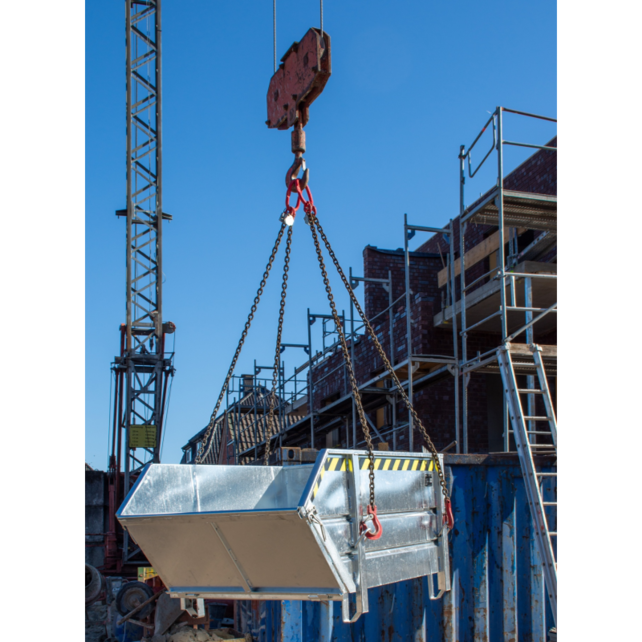 Baucontainer mit herunterklappbarer Flügeltür, verzinkt, 1000 l, 1500 kg, für Kran