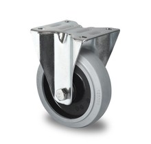 Fixed wheel 125mm 220kg Grey Elastic Rubber High-quality Polyamide