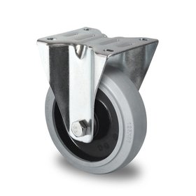 Fixed wheel 125mm 220kg Grey Elastic Rubber High-quality Polyamide