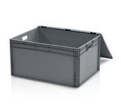 Eurokrat 80x60x43.5 cm met Deksel Eurobox Euronorm Kratten Open Handvat