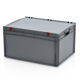Eurokrat 80x60x43.5 cm met deksel Eurobox  Euronorm kratten open handvat