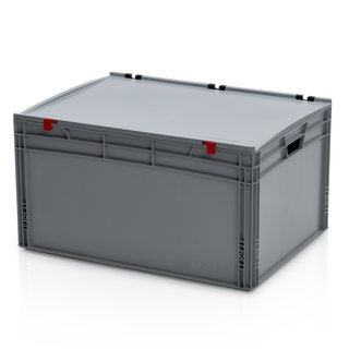 Plastics crate 80x60x43.5 cm with lid open handle Eurobox container