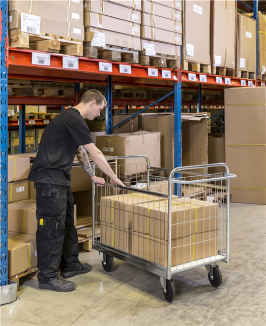 Pakkettrolley met Gaaswanden 1390 × 650 × 1025 mm – Winkelwagen Magazijnwagen