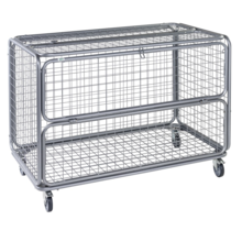 Mesh trolley with folding window L118xW67xH86 cm Zinc with top and padlock 150Kg