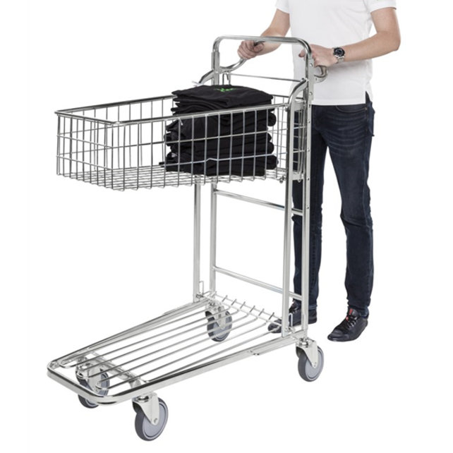 Winkelwagen Magazijnwagen L 98 x B 53 x H 121 cm  Trolley met mand Nestbaar