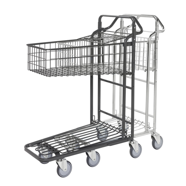 Winkelwagen Magazijnwagen L 98 x B 53 x H 121 cm  Trolley met mand Nestbaar
