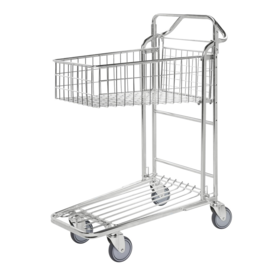 Chariot d'entrepôt  L 98 x L 53 x H 121 cm  avec panier