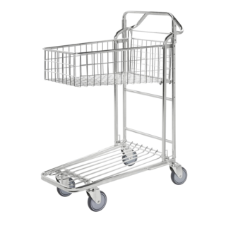 Chariot d'entrepôt  L 98 x L 53 x H 121 cm  avec panier
