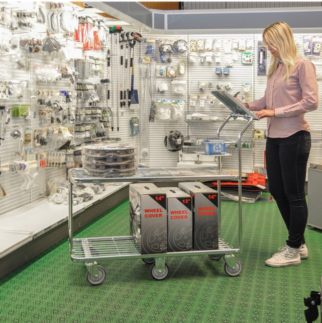 Chariot d'entrepôt  132x43x112cm large plateau 400Kg