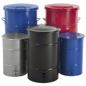 Stahl-Abfallbehälter 115 Liter – Rot, Rund, Retro-Design