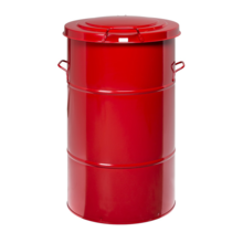 Stahl-Abfallbehälter 115 Liter – Rot, Rund, Retro-Design