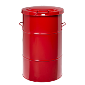 Stahl-Abfallbehälter 115 Liter – Rot, Rund, Retro-Design