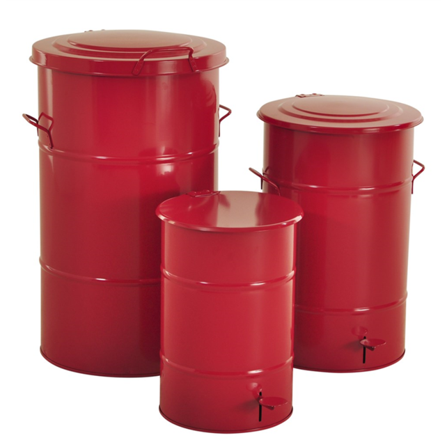 Stahl-Abfallbehälter 115 Liter – Rot, Rund, Retro-Design