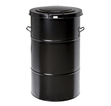 Waste bin 115 L Round  Black Galvanized Steel Retro  with lid