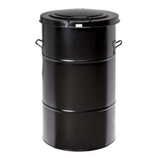 Waste bin 115 L Round  Black Galvanized Steel Retro