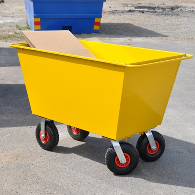 Bouwcontainer 200L op wielen voor transport van bouwafval en materialen