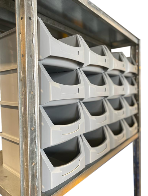 Magazijnbak Kunststof D PP 51x31x20cm  Zwart Plastic Grijpbakken    Grijs