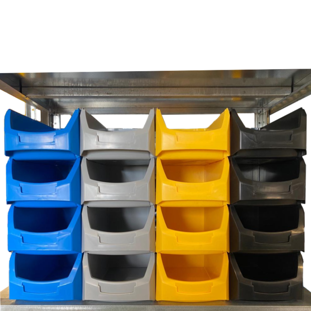 Magazijnbak Kunststof D PP 51x31x20cm  Zwart Plastic Grijpbakken    Grijs