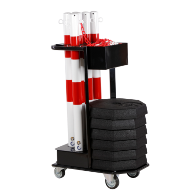 Poteaux de barrière lot de 6 avec chaîne de 25 m Robuste Jaune/Noir