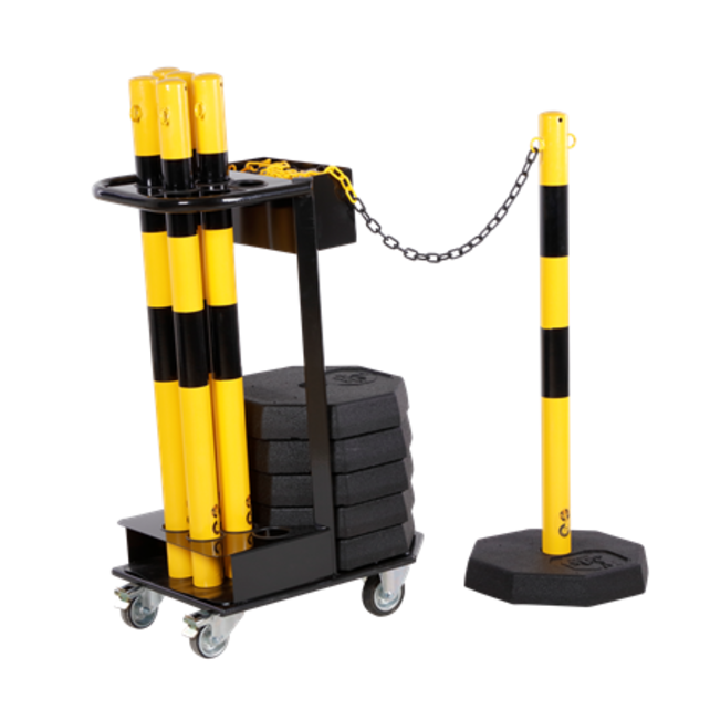 Barrier posts set of 6 with 25m chain Heavy duty  Yellow/Black Barrier posts set of 6 with 25m chain Heavy duty  Yellow/Black