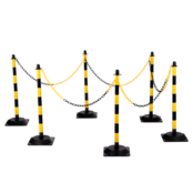 Kettingpalen von polyethyleen 6 Stuks 10m ketting Höhe 860 mm Ø40 mm schwarz/gelb